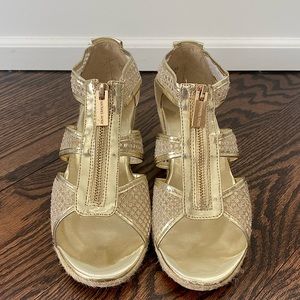 Gold Michael Kors Cate Jill wedge heels